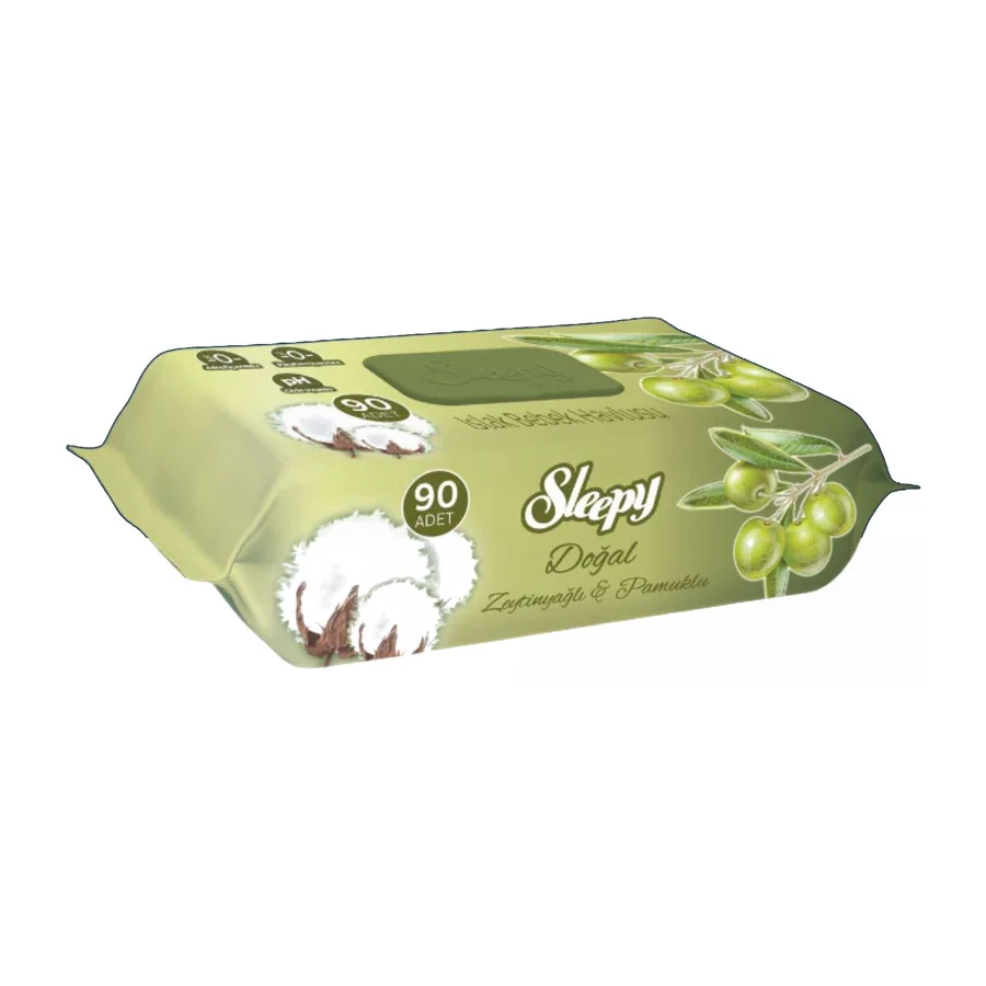 Sleepy Doğal Zeytinyağlı ve Pamuklu Islak Bebek Havlusu 90 Yaprak