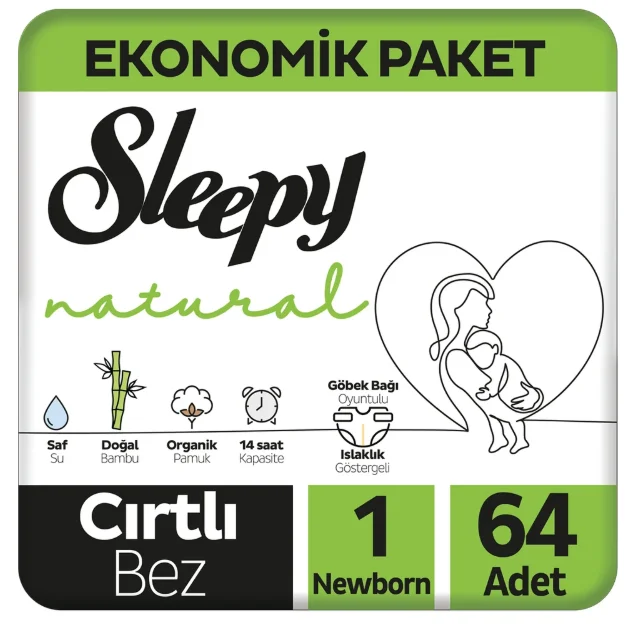 Sleepy Natural İkili Jumbo 1 Numara 64 Adet